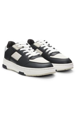 Deportivas de piel sint&eacute;tica con detalle de monograma, Gris oscuro