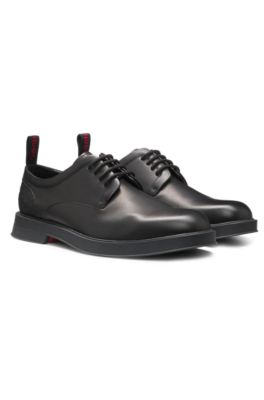 Monogram-heel Derby shoes in leather, Black