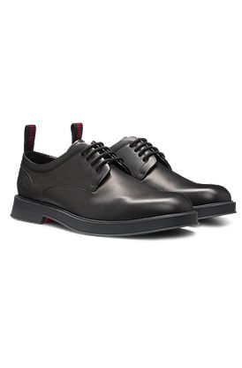 Leather Derby shoes with monogram heel