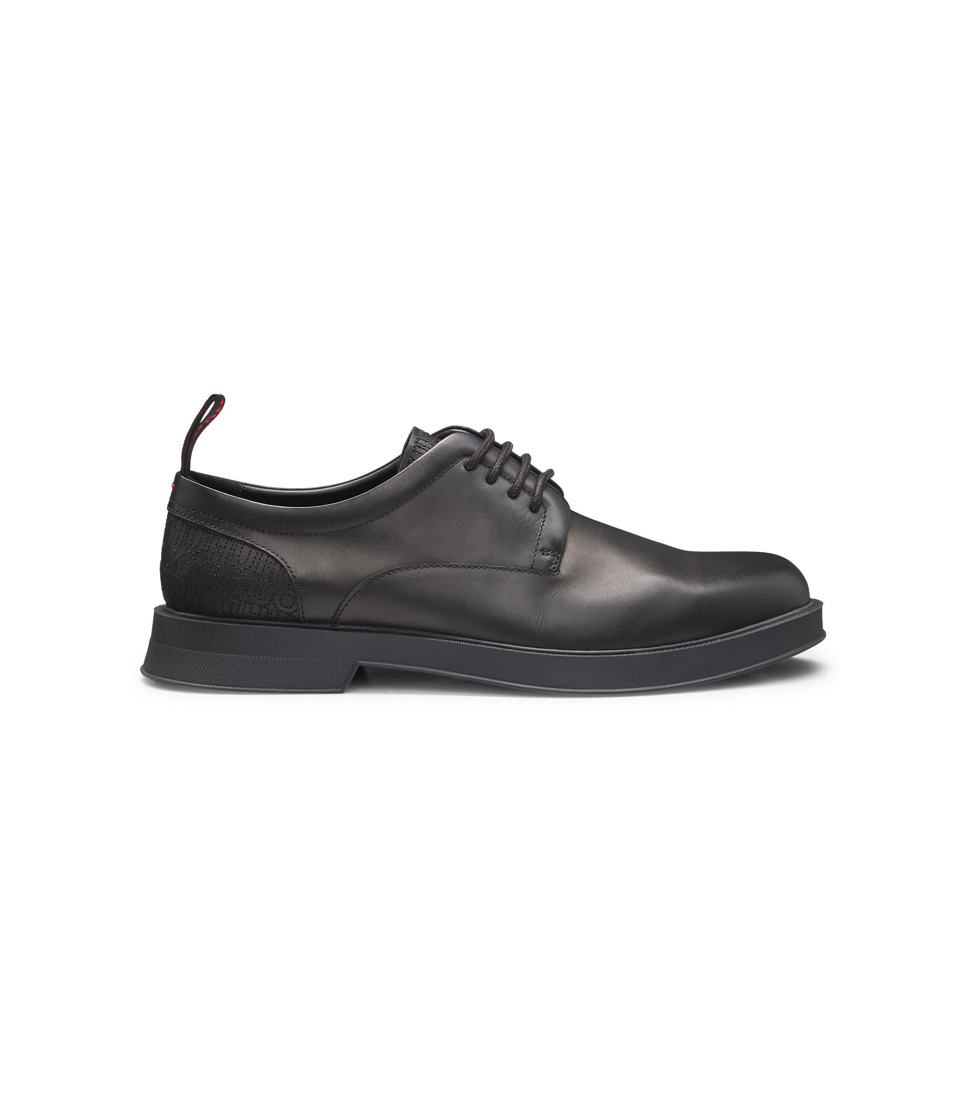 HUGO Rich Black Leather Derbys HUGO - Derby shoes in grained leather - Black main image 2