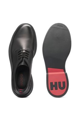 Monogram-heel Derby shoes in leather, Black