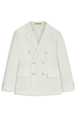 Melange slim-fit jacket in cotton and cashmere, White