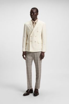 Blazer slim fit en algod&oacute;n jaspeado y cashmere, Blanco