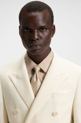 Blazer slim fit en algod&oacute;n jaspeado y cashmere, Blanco