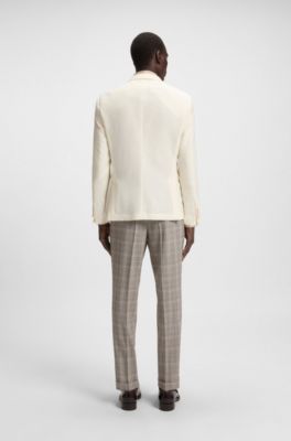Melange slim-fit jacket in cotton and cashmere, White
