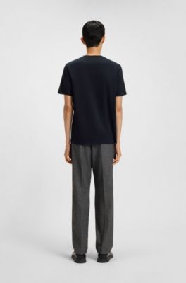 Camiseta de punto de algod&oacute;n con ilustraci&oacute;n de perro, Negro