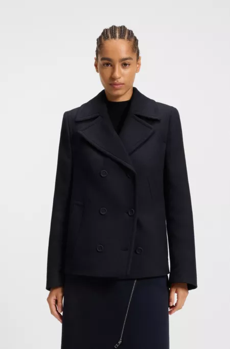 Wool-blend pea coat in a regular fit