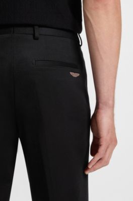 BOSS x ASTON MARTIN chinos in cotton, cashmere and stretch, Black