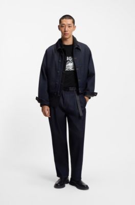 Camiseta de punto de algod&oacute;n con ilustraci&oacute;n de logo, Negro