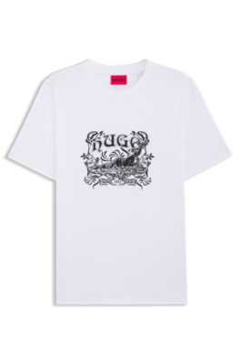 Camiseta de punto de algod&oacute;n con ilustraci&oacute;n de logo, Blanco