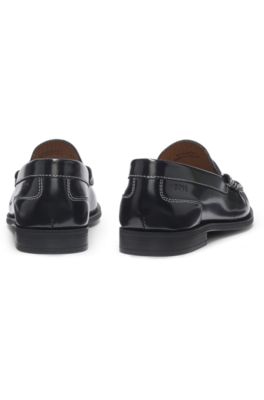 Mocasines de piel con detalle de antifaz, Negro