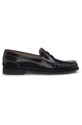 Penny-trim moccasins in leather, Black