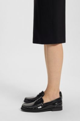Penny-trim moccasins in leather, Black