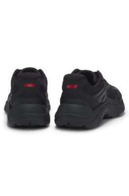 Deportivas de piel sint&eacute;tica y malla, Negro