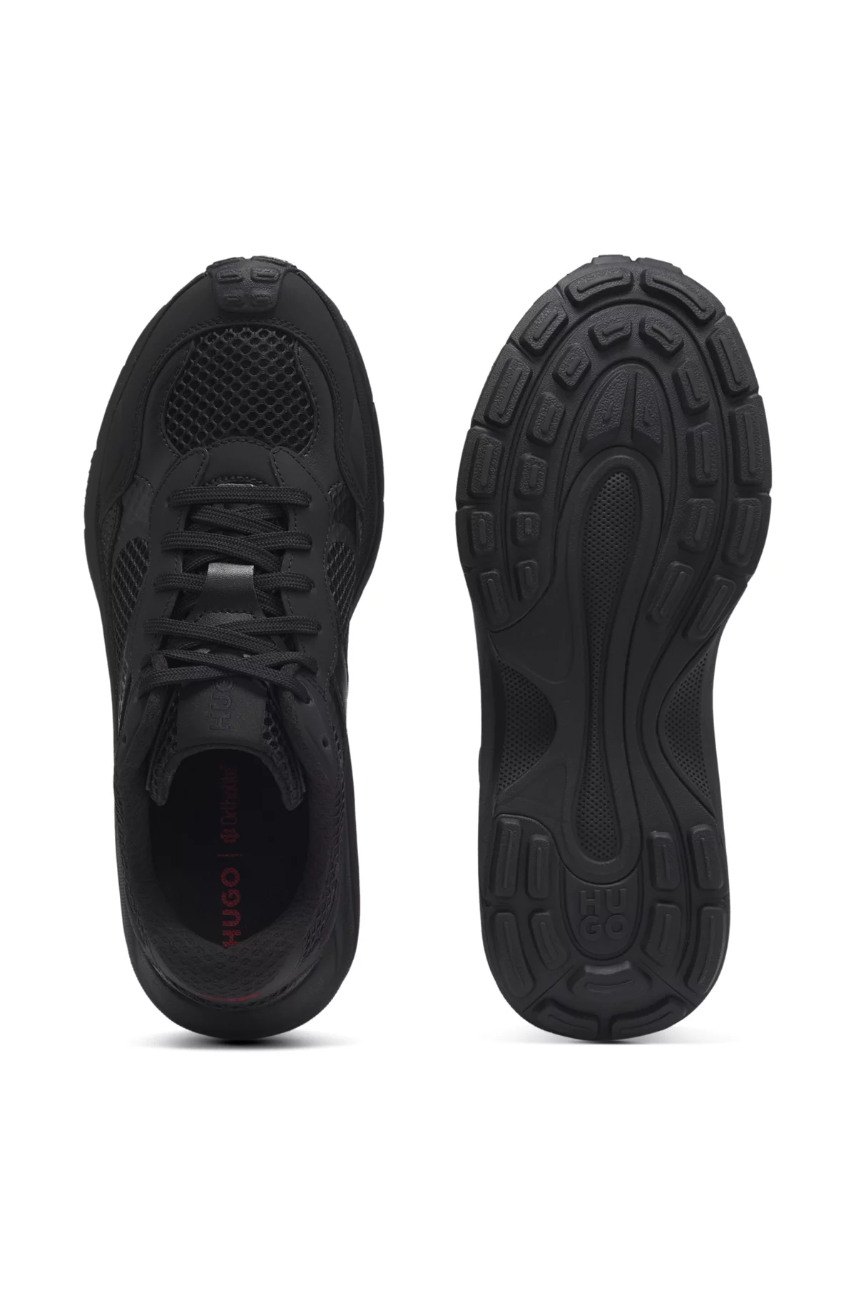 Trainers with mesh and faux leather, Black