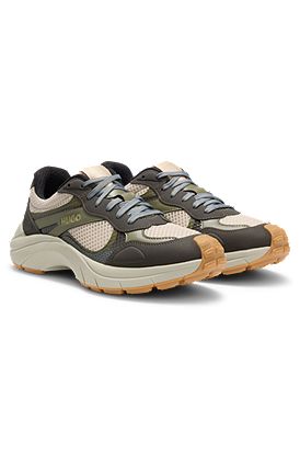 Trainers with mesh and faux leather