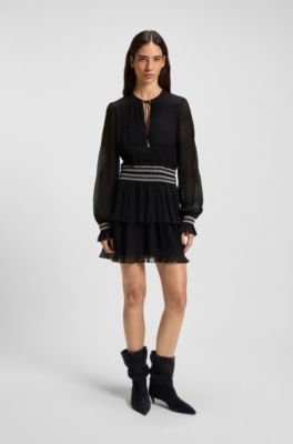 Kitten-heel tubo boots in suede, Black