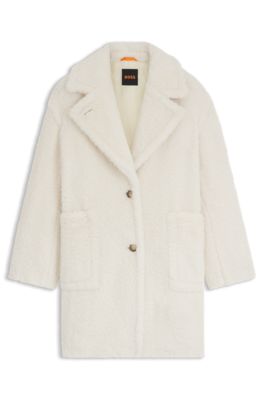 Teddy coat with adjustable collar, White
