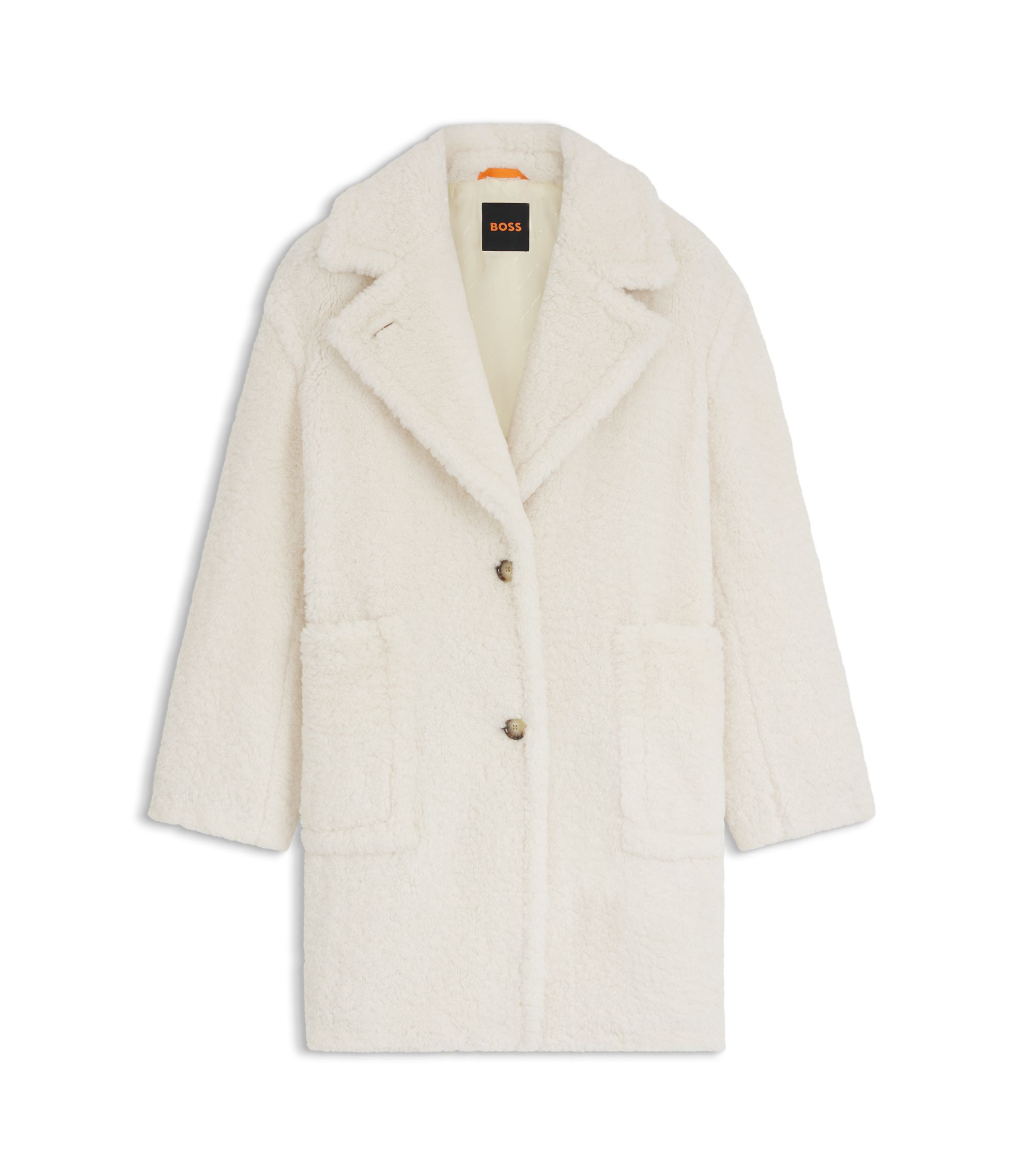 BOSS - Teddy coat with adjustable collar - White