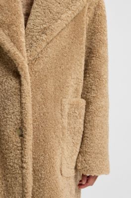 Abrigo de peluche con cuello ajustable, Marr&oacute;n