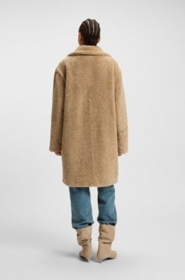 Abrigo de peluche con cuello ajustable, Marr&oacute;n