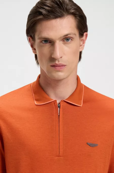 BOSS x ASTON MARTIN polo shirt with nubuck logo