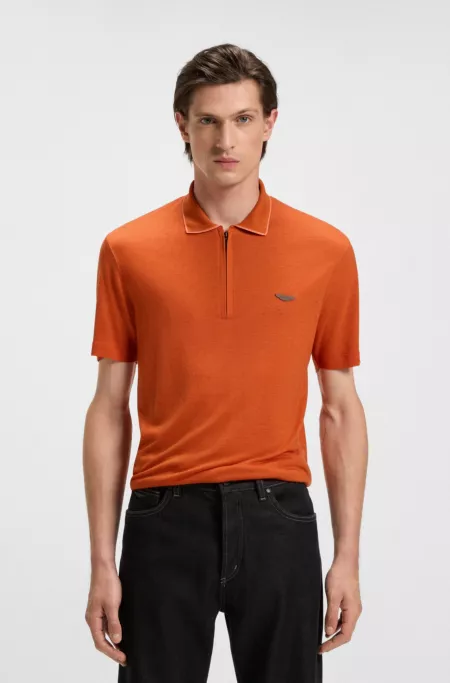 BOSS x ASTON MARTIN polo shirt with nubuck logo