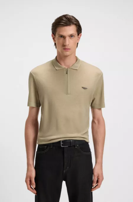 BOSS x ASTON MARTIN polo shirt with nubuck logo