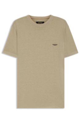 Camiseta BOSS x ASTON MARTIN con logo de nobuk, Caqui