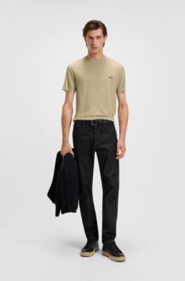 BOSS x ASTON MARTIN T-shirt with nubuck logo, Khaki