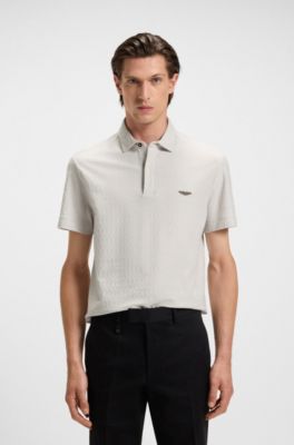 Polo en coton et soie BOSS&nbsp;x&nbsp;ASTON&nbsp;MARTIN, Gris chin&eacute;
