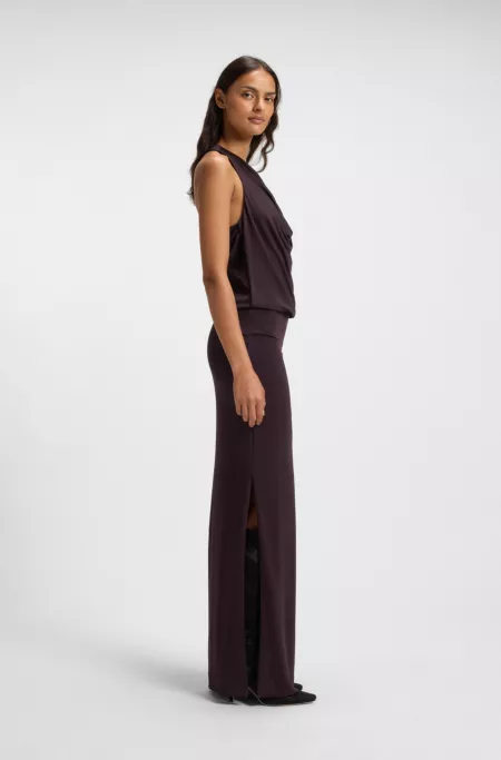Cowl-neck dress with rear metal detail