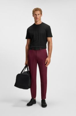 Jacquard-pattern T-shirt in cotton, Black