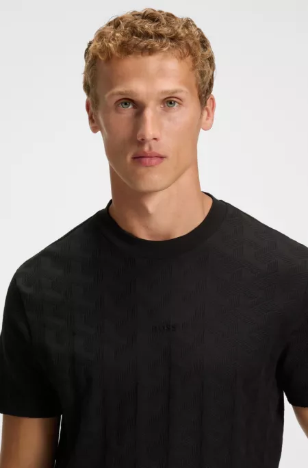 Jacquard-pattern T-shirt in cotton