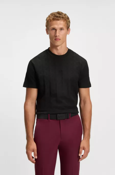 Jacquard-pattern T-shirt in cotton