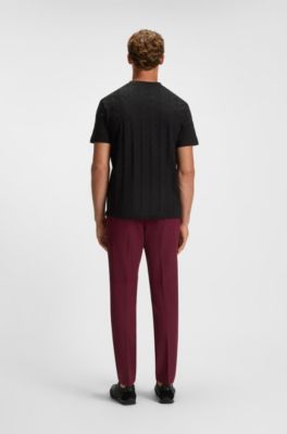 Jacquard-pattern T-shirt in cotton, Black