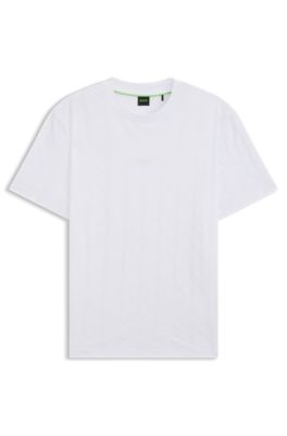 BOSS - Cotton T-shirt with jacquard pattern - White