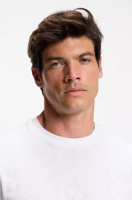 Jacquard-pattern T-shirt in cotton