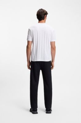 T-shirt en coton &agrave; motif jacquard, Blanc