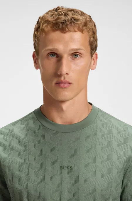 Jacquard-pattern T-shirt in cotton