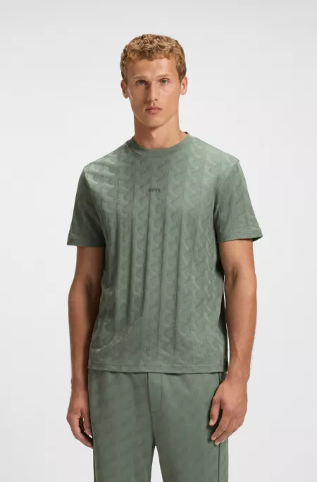 Jacquard-pattern T-shirt in cotton