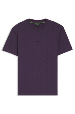 Jacquard-pattern T-shirt in cotton, Purple