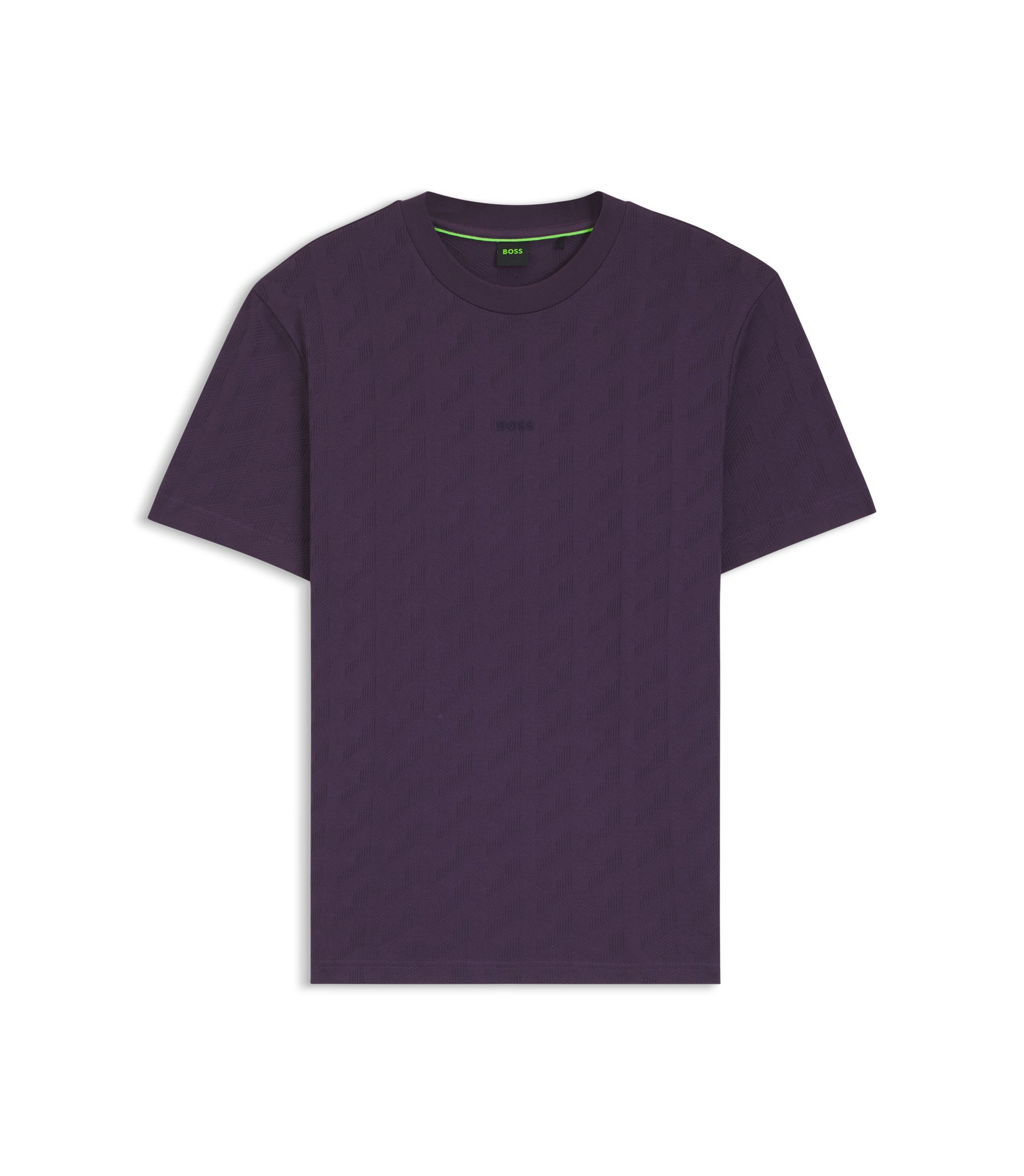 BOSS - Jacquard-pattern T-shirt in cotton - Purple