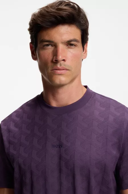 Jacquard-pattern T-shirt in cotton