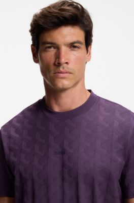 Camiseta de algod&oacute;n con motivo jacquard, Lila