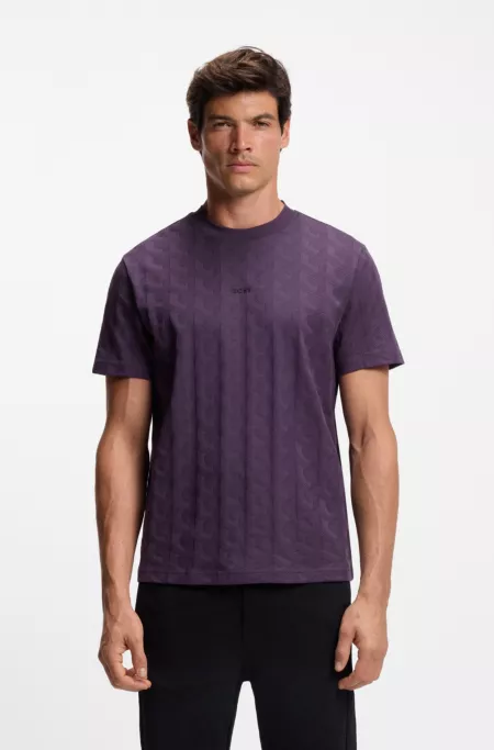 Jacquard-pattern T-shirt in cotton
