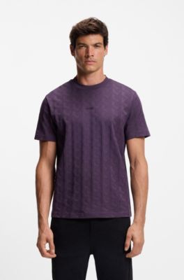 Camiseta de algod&oacute;n con motivo jacquard, Lila