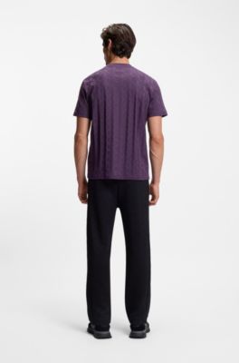 T-shirt en coton &agrave; motif jacquard, Lilas