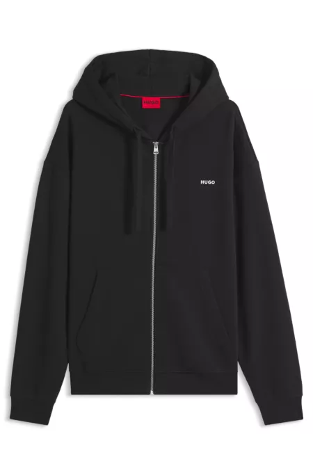 Cotton-terry zip-up hoodie with logo print