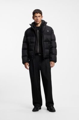 Cotton-terry zip-up hoodie with logo print, Black